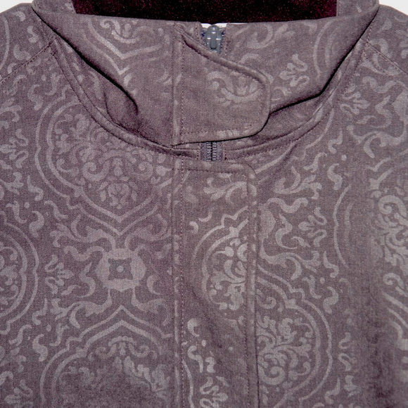 SOLD********************Athleta Charcoal Grey Damask Print Rain Coat Med - Picture 4 of 6